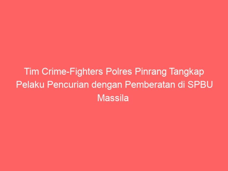 Tim Crime-Fighters Polres Pinrang Tangkap Pelaku Pencurian dengan Pemberatan di SPBU Massila Pinrang – Tim Crime-Fighters Unit Resmob Sat Reskrim Polres Pinrang berhasil mengungkap kasus pencurian dengan pemberatan yang terjadi di SPBU Massila, Kabupaten Pinrang. Pelaku utama, seorang pria bernama Efendi (40), diamankan di sebuah rumah di Kampung Paku, Kecamatan Binuang, Kabupaten Polewali Mandar, Sulawesi Barat, pada Minggu (9/2) sekitar pukul 04.00 wita. Kasus ini bermula dari laporan polisi yang dibuat oleh karyawan SPBU Massila, Misbah (36), yang mewakili PT. AlGadri Ramadan sebagai korban. Dalam laporannya, disebutkan bahwa pencurian terjadi pada Senin (13/1) sekitar pukul 02.30 Wita di kantor SPBU Massila, Kelurahan Lampa, Kecamatan Duampanua, Kabupaten Pinrang. Berdasarkan hasil penyelidikan, pelaku diketahui membobol kantor SPBU dengan cara mencungkil pintu dan memecahkan kaca ruangan penyimpanan uang. Setelah masuk ke dalam, pelaku merusak gembok brankas dan membawa kabur uang hasil penjualan bahan bakar selama empat hari, dengan total mencapai Rp 433.185.100. Setelah dilakukan penyelidikan intensif, Tim Resmob Polres Pinrang yang dipimpin oleh Kanit Resmob Ipda Ahmad Haris M. S.Pd.I, berhasil melacak keberadaan Efendi di Polewali Mandar. Tim kemudian melakukan penggerebekan dan berhasil mengamankan tersangka beserta barang bukti berupa uang tunai senilai Rp 14.200.000. Dari hasil interogasi, Efendi mengakui telah melakukan pencurian tersebut bersama seorang rekannya berinisial GR, yang hingga kini masih dalam pengejaran pihak kepolisian. Ia juga mengakui bahwa uang hasil curian telah digunakan untuk keperluan pribadi. Saat ini, tersangka beserta barang bukti telah diserahkan ke penyidik Polres Pinrang untuk proses hukum lebih lanjut. Pihak kepolisian terus melakukan pengembangan guna menangkap pelaku lainnya yang masih buron. Kasus ini menjadi perhatian khusus mengingat besarnya nilai kerugian yang dialami oleh SPBU Massila. Kepolisian mengimbau masyarakat untuk selalu waspada dan melaporkan segala bentuk tindak kejahatan yang terjadi di lingkungan sekitar.