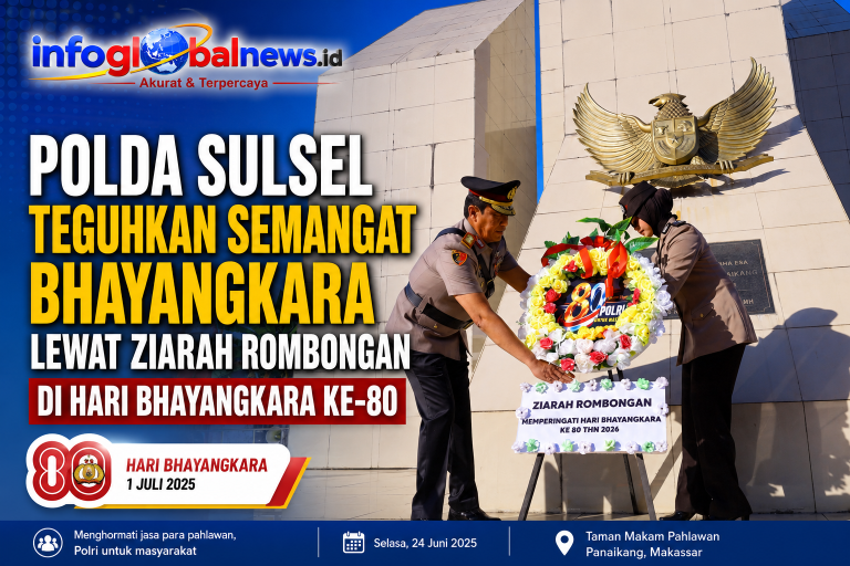 Polda Sulsel Teguhkan Semangat Bhayangkara Lewat Ziarah Rombongan di Hari Bhayangkara Ke-80