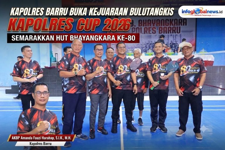 KAPOLRES BARRU BUKA KEJUARAAN BULUTANGKIS KAPOLRES CUP 2026, SEMARAKKAN HUT BHAYANGKARA KE-80