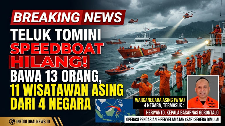 Breaking: Speedboat Hilang di Teluk Tomini Bawa 13 Orang, 11 Wisatawan Asing Asal 4 Negara