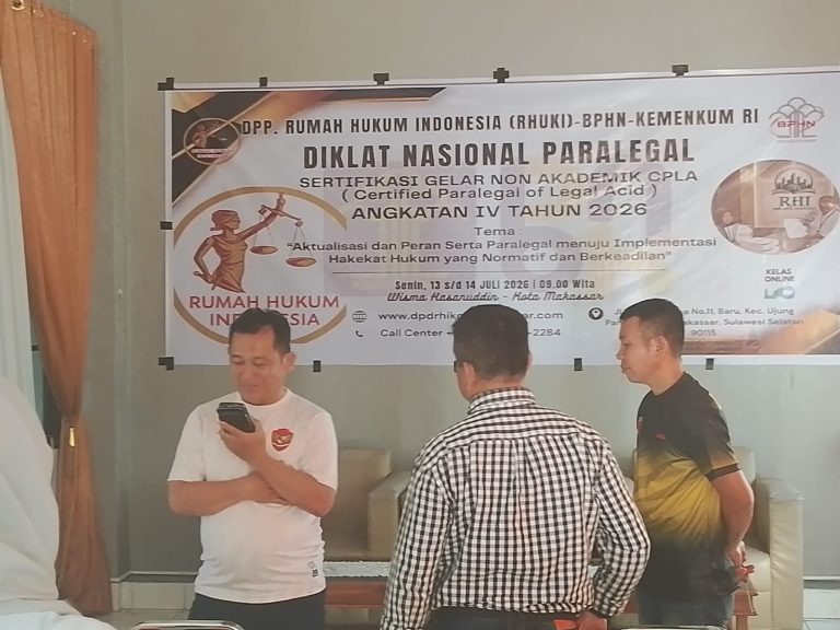 Sekjend RHI Ahmad Pantau Persiapan Diklat Nasional Paralegal CPLA IV di Makassar