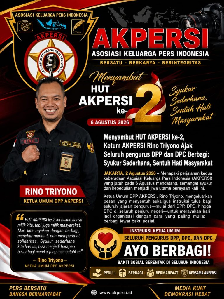 Sambut HUT AKPERSI ke-2, Ketum AKPERSI Rino Triyono Ajak Seluruh pengurus DPP dan DPC Berbagi: Syukur Sederhana, Sentuh Hati Masyarakat