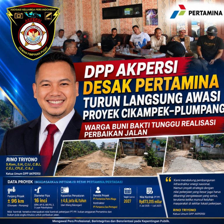 DPP AKPERSI Desak Pertamina Turun Langsung Awasi Proyek Cikampek–Plumpang, Warga Buni Bakti Tunggu Realisasi Perbaikan Jalan