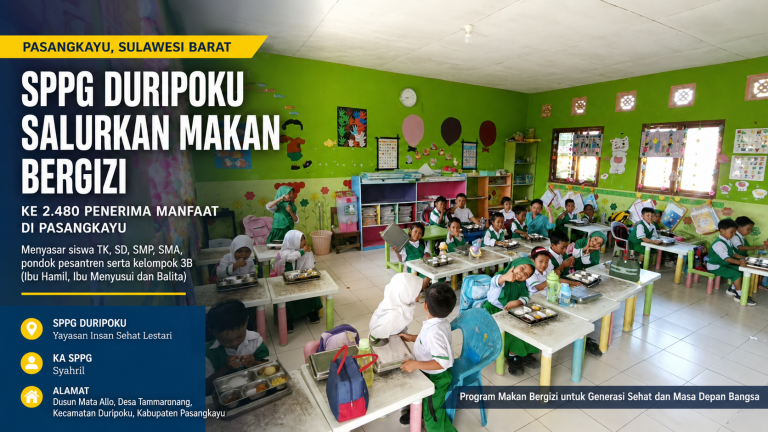 SPPG Duripoku Salurkan Makan Bergizi untuk 2.480 Penerima Manfaat di Pasangkayu