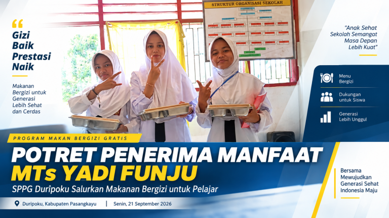 Menu Bergizi Hadir di MTs YADI Funju, Bagian dari Penyaluran MBG SPPG Duripoku