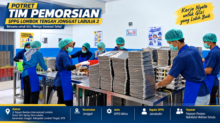 Potret Tim Pemorsian SPPG Jonggat Labulia 2, Menjaga Ketepatan Porsi untuk Penerima Manfaat